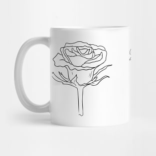 black rose flower line art design Mug